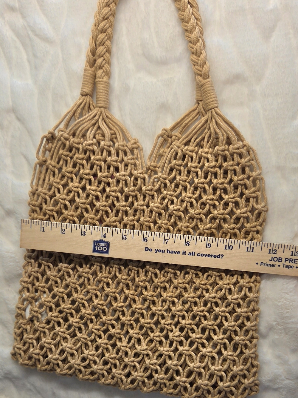 Boho Braided Macramé Tote in Tan - Picture 6 of 6